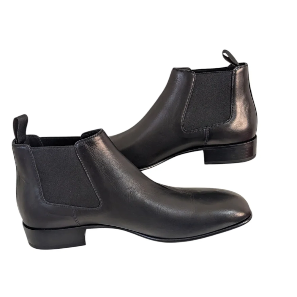 Stuart Weitzman Men Adwin Black Leather Chelsea Boots... Size 10M